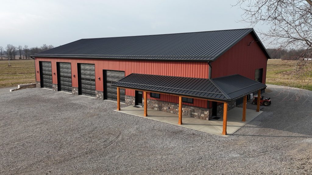 rustic red and black barn