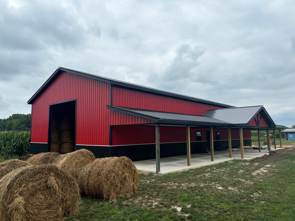 Bright Red and Black Pole Barn