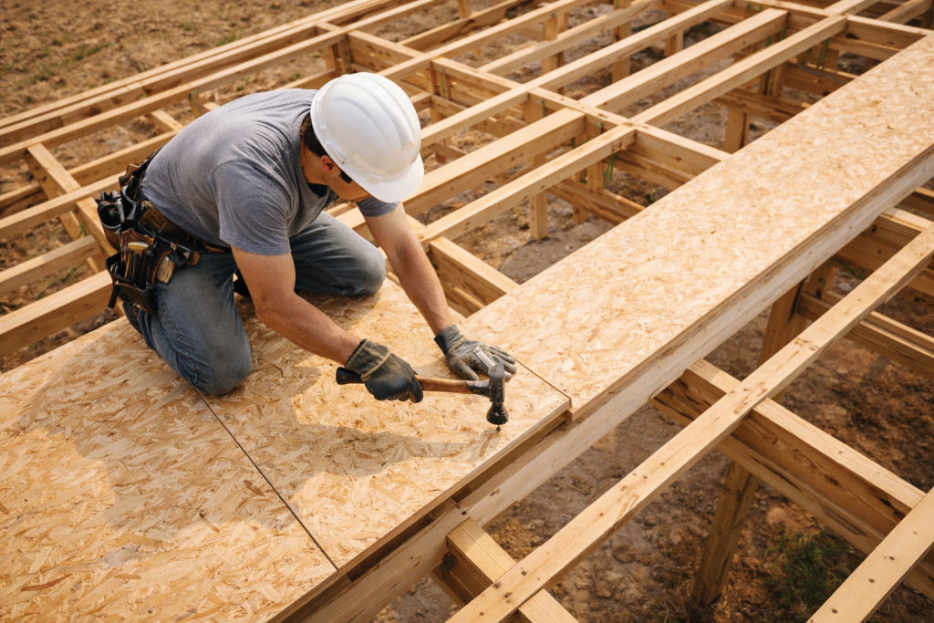 Contractor at a post frame building site