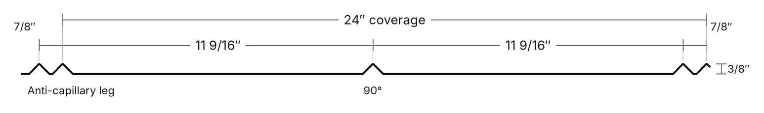 5-V panel profile diagram with dimensions